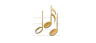 DNSEMP-L-382-GD-WT Gold Music Notes White Background
